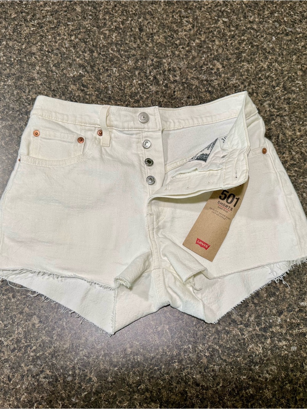 Levi's White 501 High-Rise Cutoff Denim Shorts
